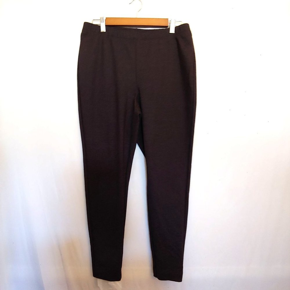J. Jill pullup Ponte leggings skinny black and brown plaid slacks Large